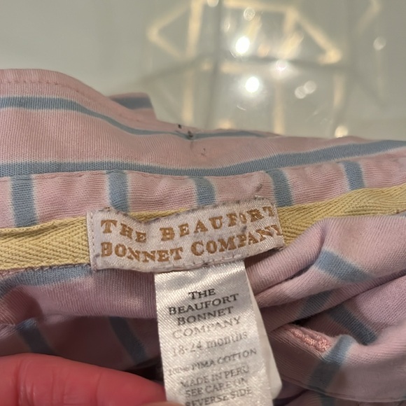 the Beaufort bonnet company Prim & Proper Polo striped pink and blue - Picture 3 of 3